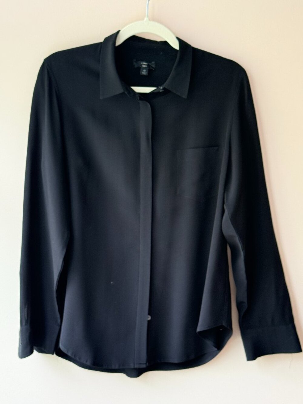 J.Crew 365 100% Silk Button Front Blouse Black Size 12